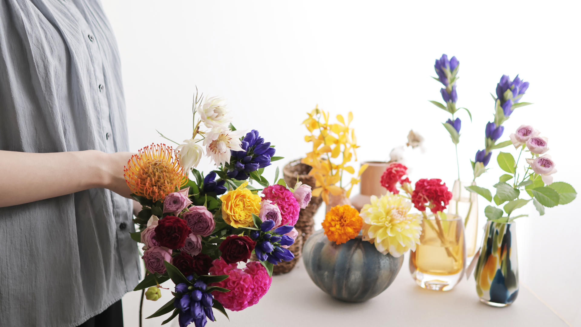 秋の花を使ったフラワーギフト