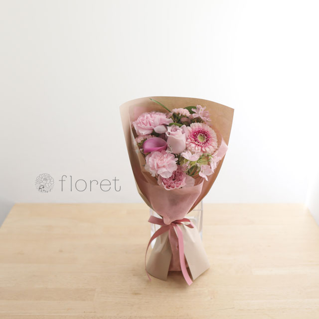 コンパクトな花束（お任せピンク系）サンプル画像F