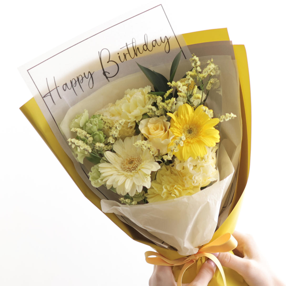 お誕生日・お祝いの花束（黄色）