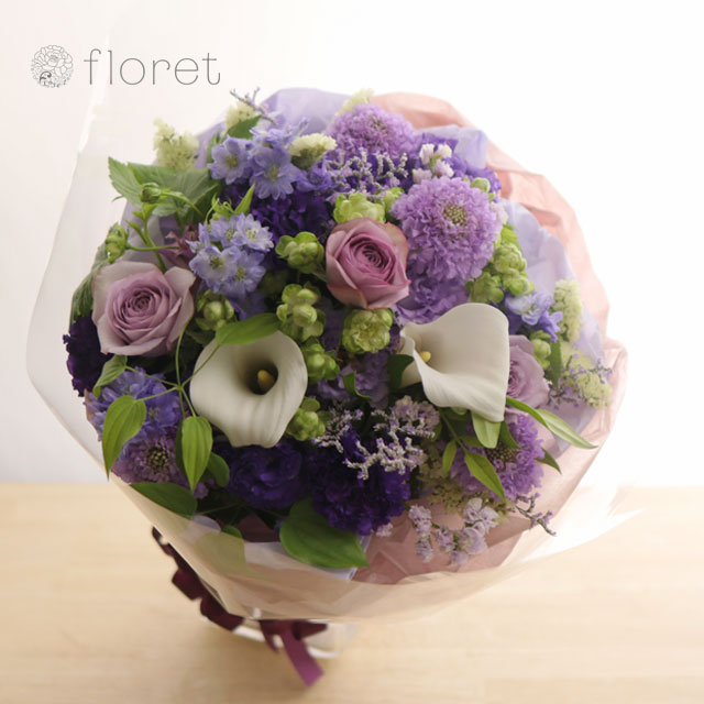 紫系デザイナーお任せ花束ブーケL　サンプル画像F